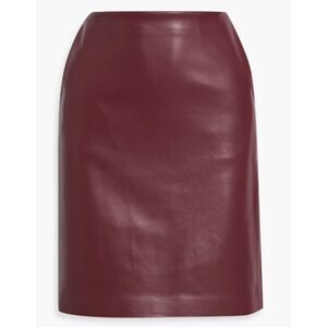 Theory Women's Clean Pencil Skirt L Bedford Faux Leather Burgundy 0 NWT 295